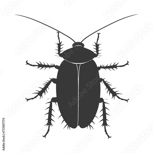 Silhouette Cockroach bug animal black color only full body