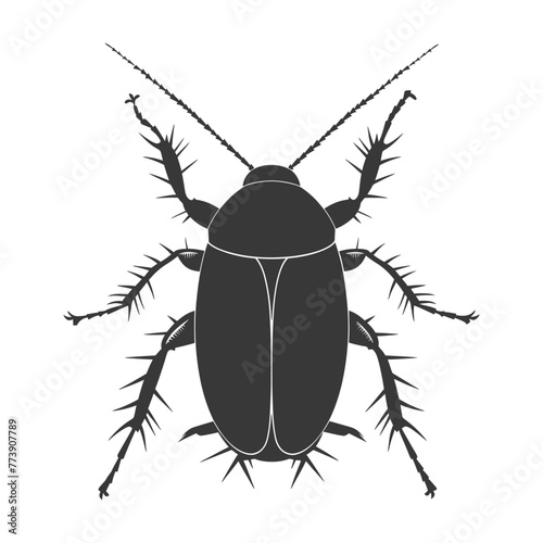 Silhouette Cockroach bug animal black color only full body