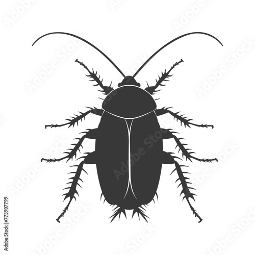 Silhouette Cockroach bug animal black color only full body