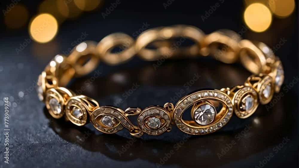 chic gold bracelet on a dark background