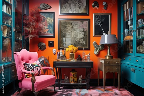 Bold Eclectic Collector's Office: Energetic Space Inspiring Unique Decor Ideas