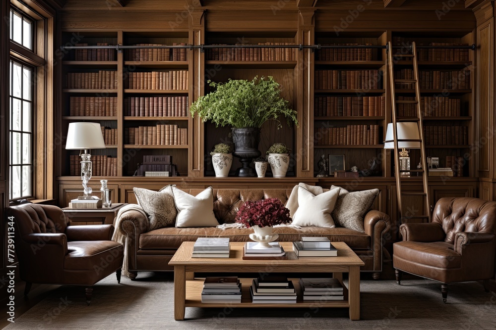 Elegant Home Library Ideas: Timeless Decor, Sophisticated Bookcases & Plush Seating