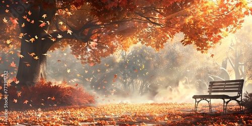 Autumn Leaves and Sunlight Generative AI