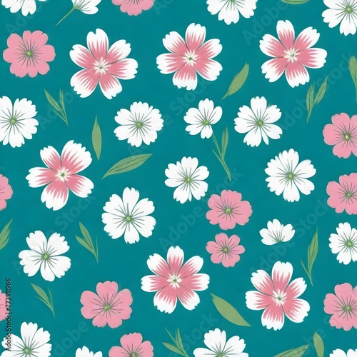 Leaves and floral pattern in plain background