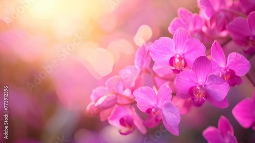 Close-up of pink orchid flowers with blurred background photo