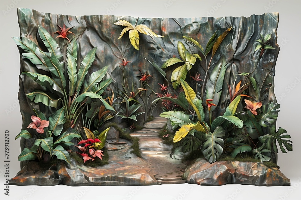 Fototapeta premium A lush forest canopy. the dense greenery unfolds in layers of texture and color. Generative AI