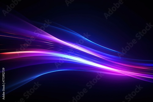 Abstract flowing neon wave purple background. Ai Generative