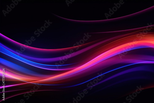Abstract flowing neon wave purple background. Ai Generative