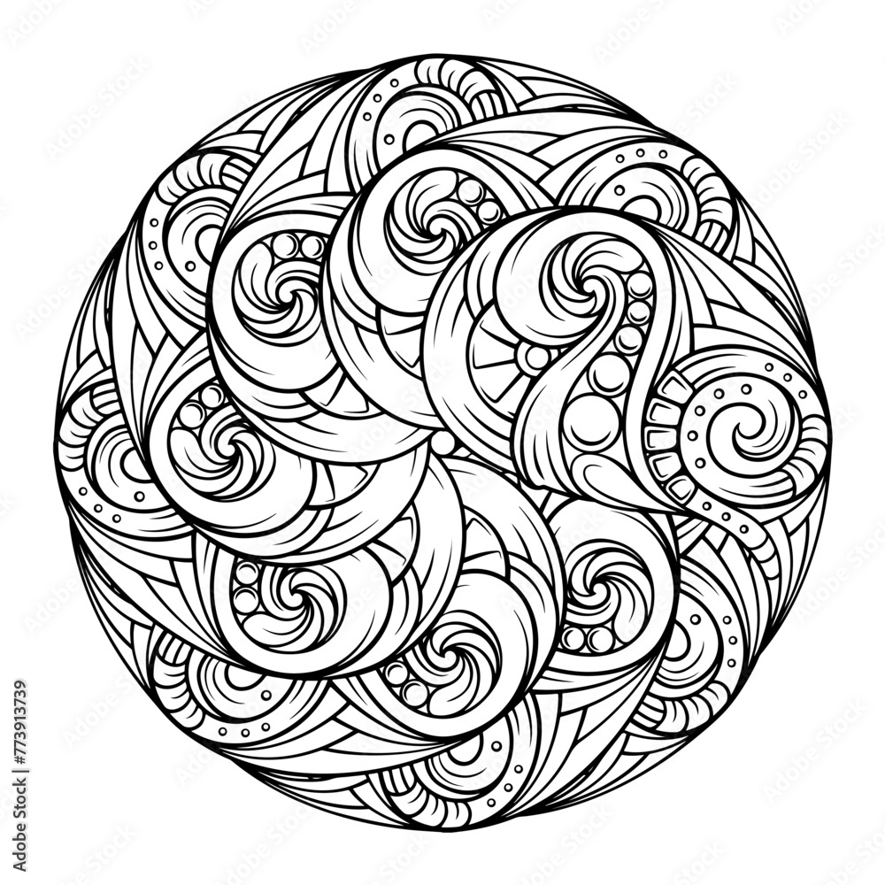 Black and white abstract floral mandala pattern. Antistress coloring page. Black and white abstract floral mandala pattern. Antistress coloring page.