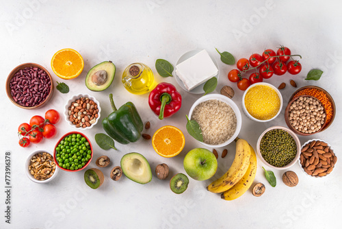 Fototapeta Naklejka Na Ścianę i Meble -  Portfolio Diet, balanced vegan food background