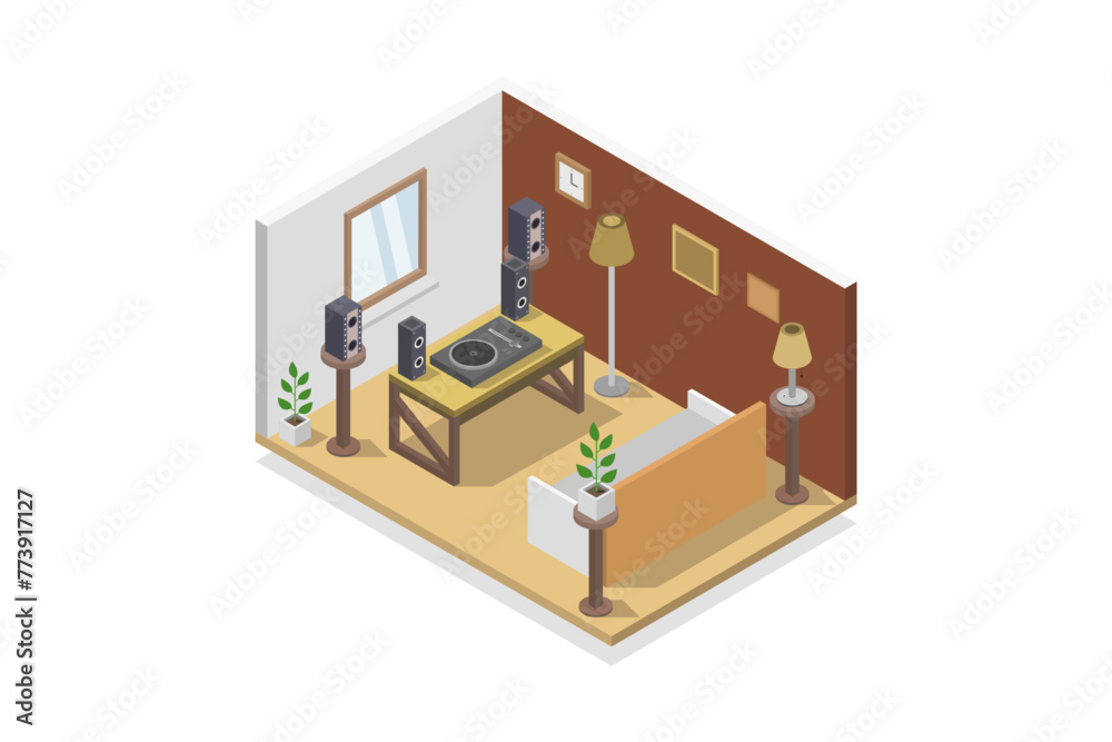 Isometric dj room Isometric dj room