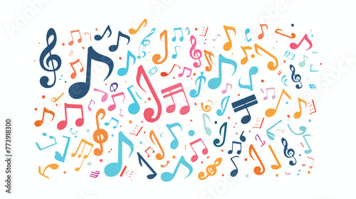 Music note with music symbols flat vector 