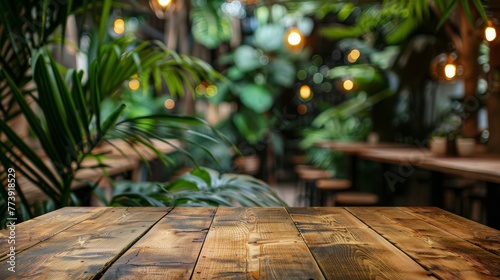 Wooden Table in Tropical Setting