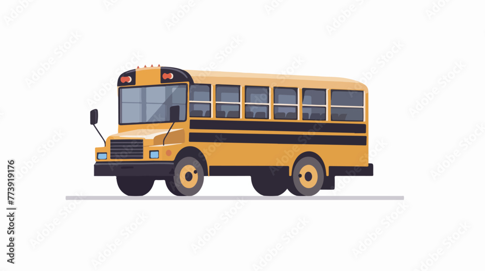 School bus on white background Flat vector is