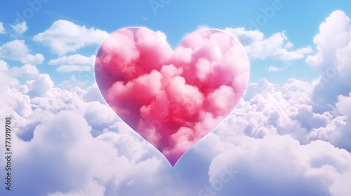 A beautiful, colorful Valentine's Day heart appearing in the clouds, creating an abstract background.