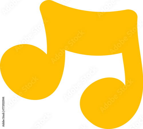 Double musical note of spring melodies. Bright childish careless illustration for design of festive spring banner. Flat hand drawn vector element isolated on white background