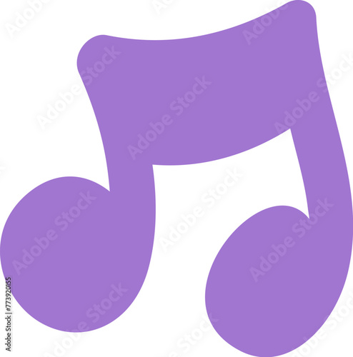 Double musical note of spring melodies. Bright childish careless illustration for design of festive spring banner. Flat hand drawn vector element isolated on white background