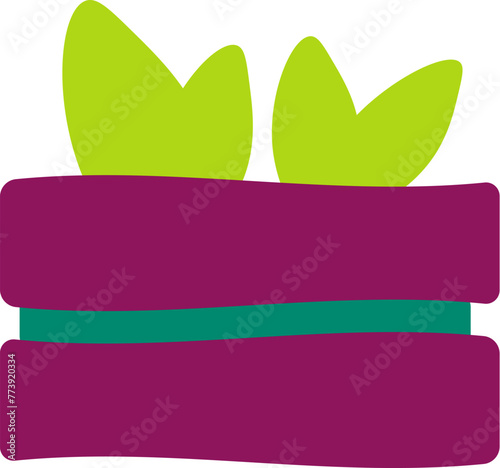 Green young leaf drawn by child. Bright childish careless illustration for design of festive spring banner. Flat hand drawn vector element isolated on white background