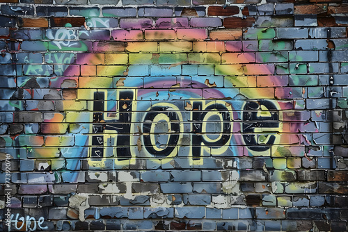 graffiti on brick wall with Hope