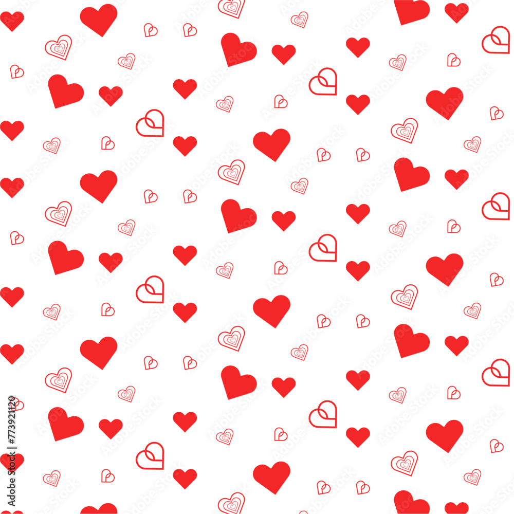Valentine pattern with red hearts