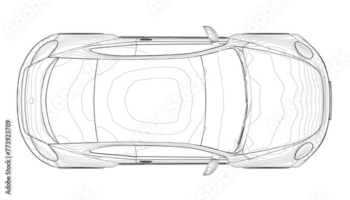 Beetle car - vector illustration Outline. Car vehicle beetle isolated icon vector illustration design. Top view.