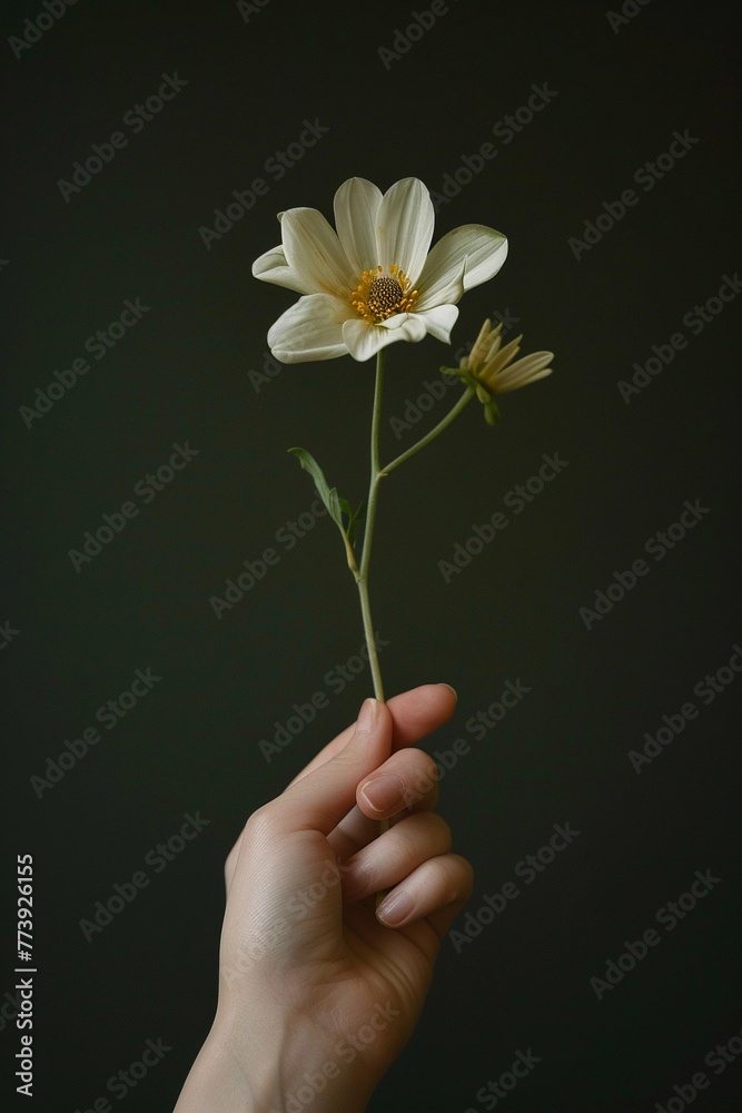 Photography of hand holding a flower Photography of hand holding a flower
