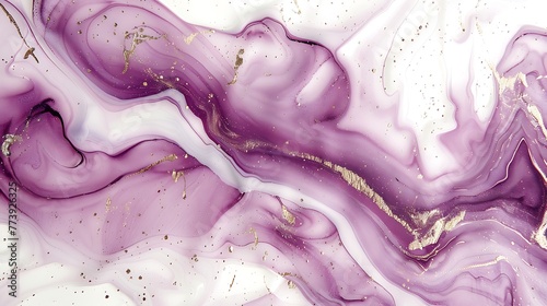 solid white background with plum swirls