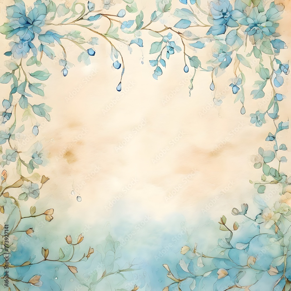 Simple watercolor flower background drawn on scrapbook paper -  Generative AI