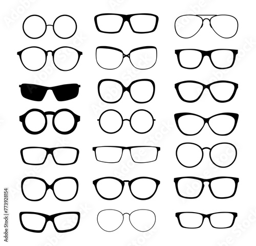 Hipster Summer Sunglasses Fashion Glasses Collection Isolated on White Vector Illustration