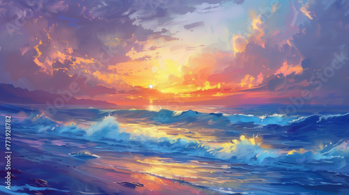 Golden Dawn: A Sunrise Over the Ocean © William