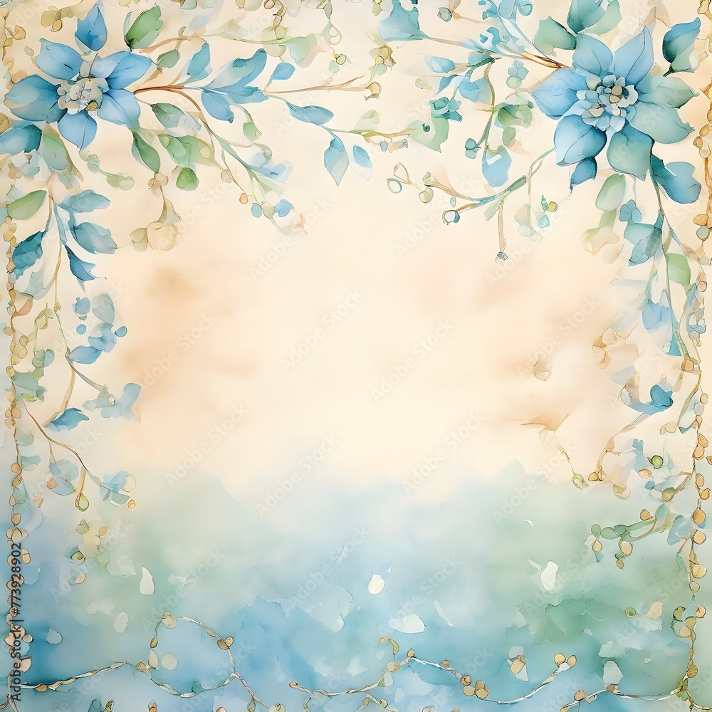 Simple watercolor flower background drawn on scrapbook paper - Generative AI Simple watercolor flower background drawn on scrapbook paper - Generative AI