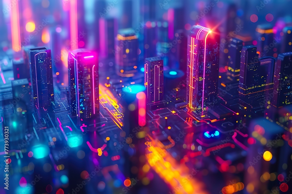 Abstract night view of the street in cityscape from the bird's perspective. Abstract night view of the street in cityscape from the bird's perspective.