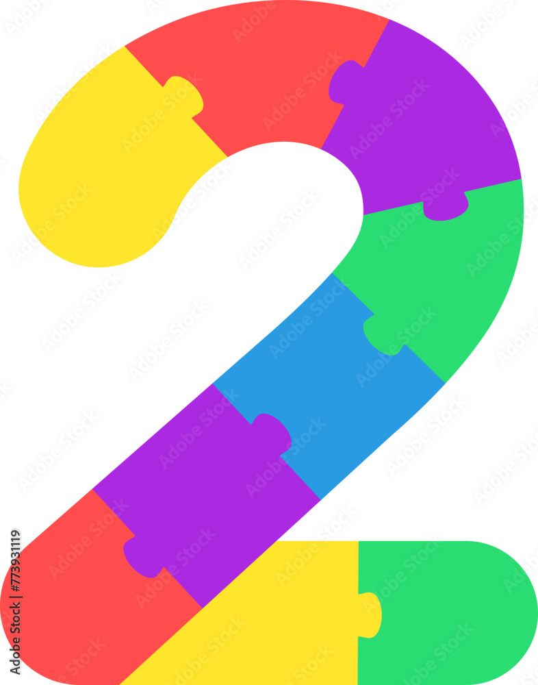 2 Two Colorful Kids Puzzle Number