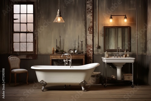 Clawfoot Charm: Industrial Chic Bathroom Designs with a Vintage Twist