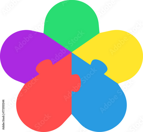 Flower Asterisk Sign Symbol Colorful Kids Puzzle