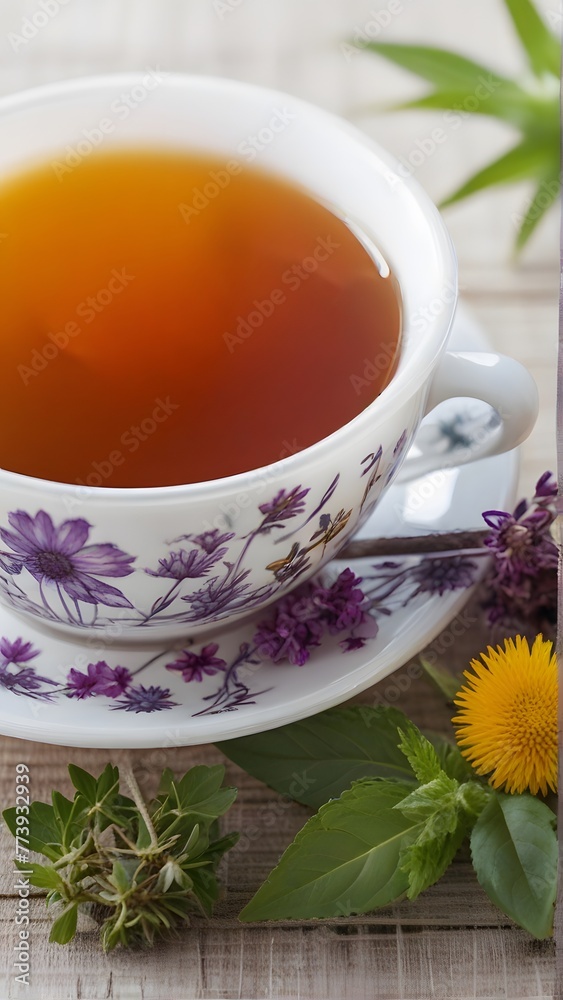 cup of tea with flowers, ai generated cup of tea with flowers, ai generated