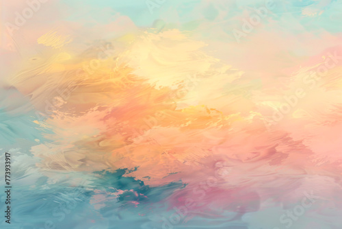 Pintura abstracta de un cielo nublado de colores.