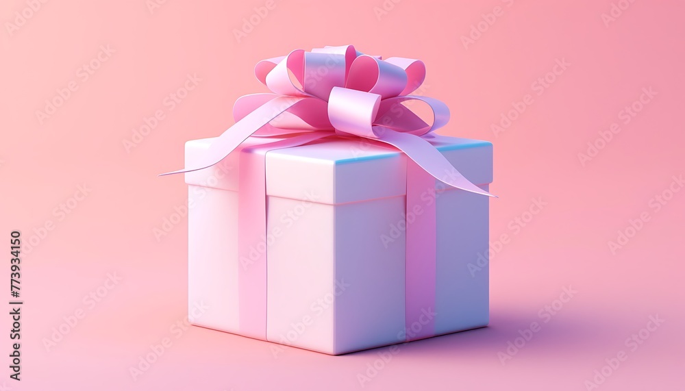 Obraz premium Gift box with pink bow on pink background