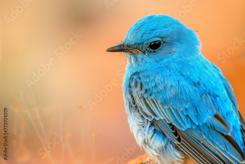 Pequeño pájaro azul captado de cerca. photo