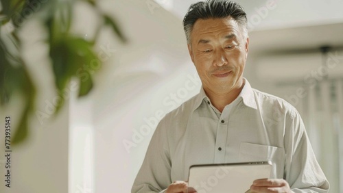 person using digital tablet