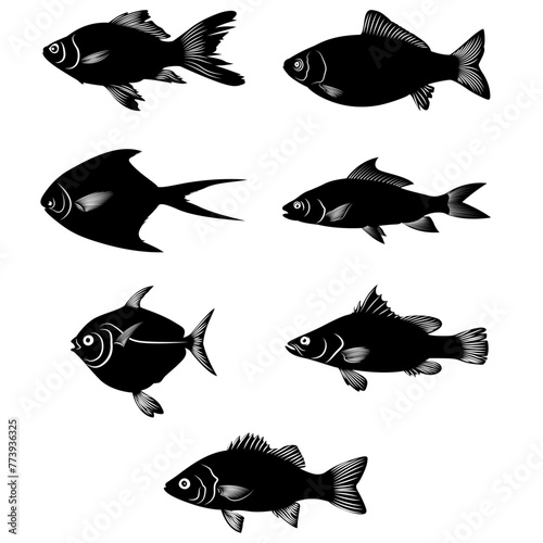 Collection of Fish set, Cute underwater animals,  fish vector, cute fish vector collection, Vector illustration tropical fish on white background