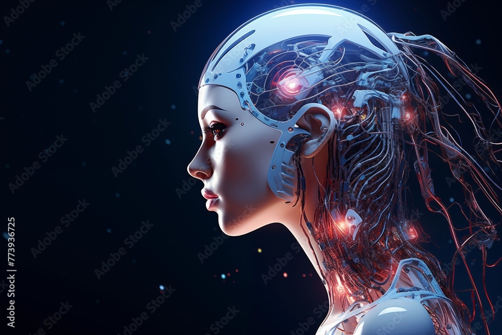 Advanced AI Symbolism: Female Humanoid with Intricate Neural Network. AI generated Advanced AI Symbolism: Female Humanoid with Intricate Neural Network. AI generated