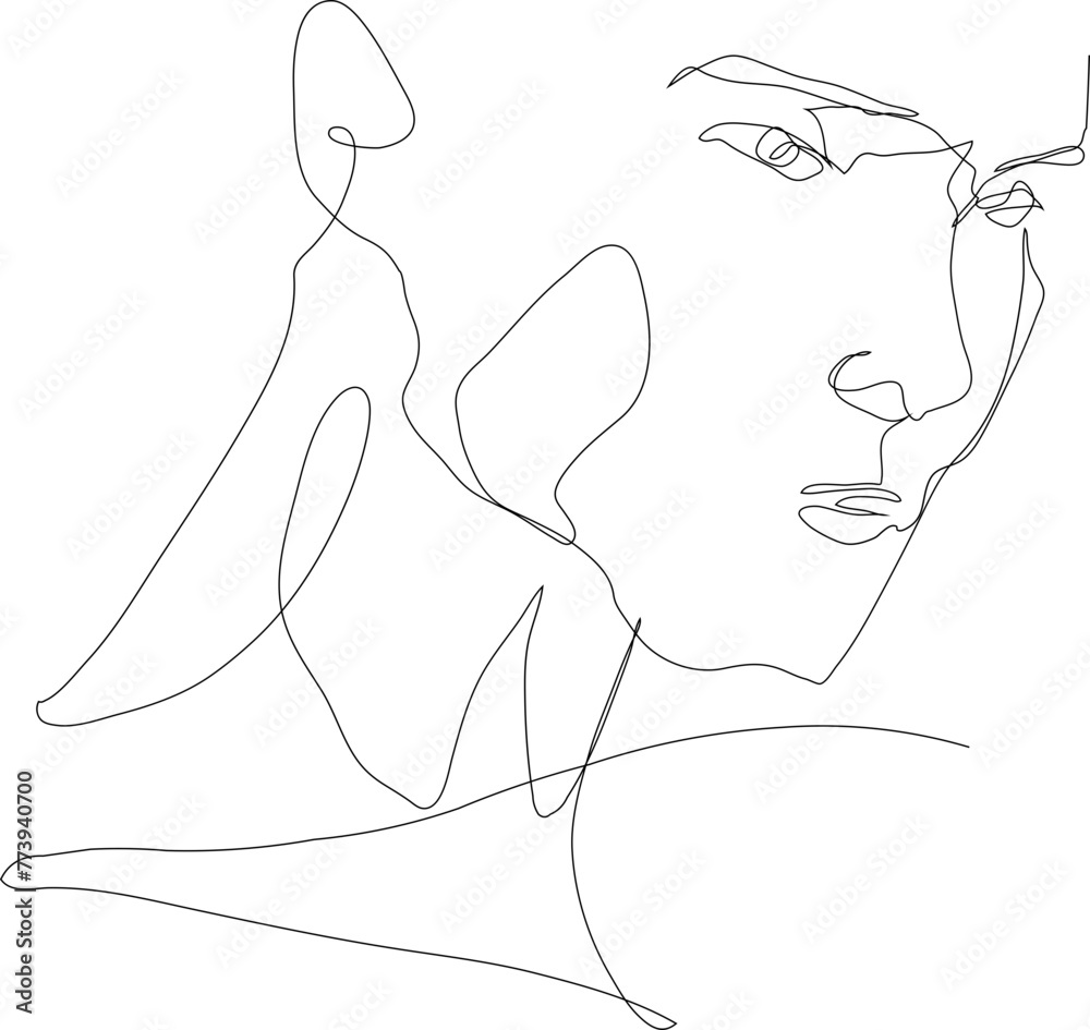 One line drawing face illustration on transparent background.
One line drawing face illustration on transparent background.