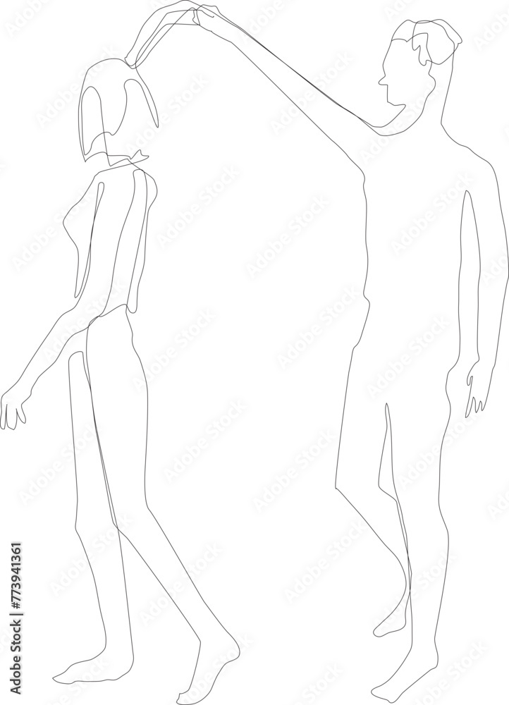 One line drawing couple illustration on transparent background.
One line drawing couple illustration on transparent background.