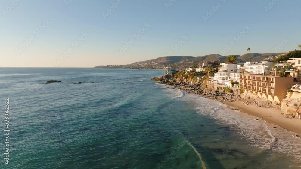 Southern California Coastal Beach Town City. Ocean Front Homes Aerial Drone Footage Laguna, La Jolla, San Clemente Southern California Coastal Beach Town City. Ocean Front Homes Aerial Drone Footage Laguna, La Jolla, San Clemente
