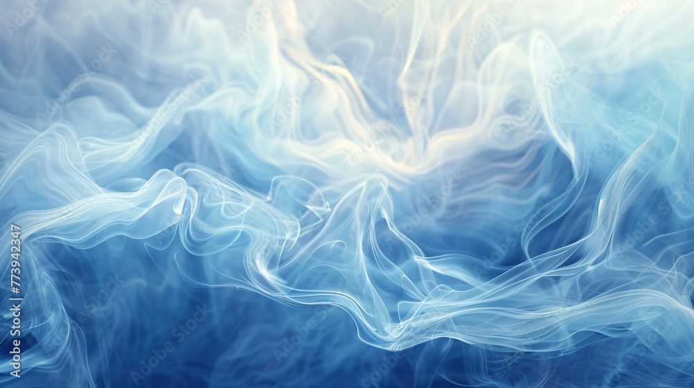 Foggy Dreamscape A Smoky, Cloudy Sky with a Hazy, Blue-Tinted Atmosphere Generative AI