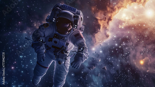 Astronaut floating in space photo