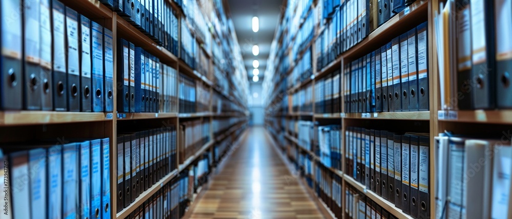 Advanced document management technology ensuring compliance and governance, office setting Advanced document management technology ensuring compliance and governance, office setting