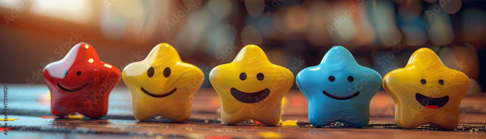 Feedback rating scene, smiley face, thumbsup, stars, content emoticons Feedback rating scene, smiley face, thumbsup, stars, content emoticons