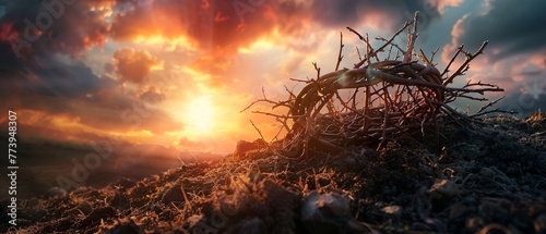 Jesus journey from crown of thorns to sovereignty, death to resurrection photo